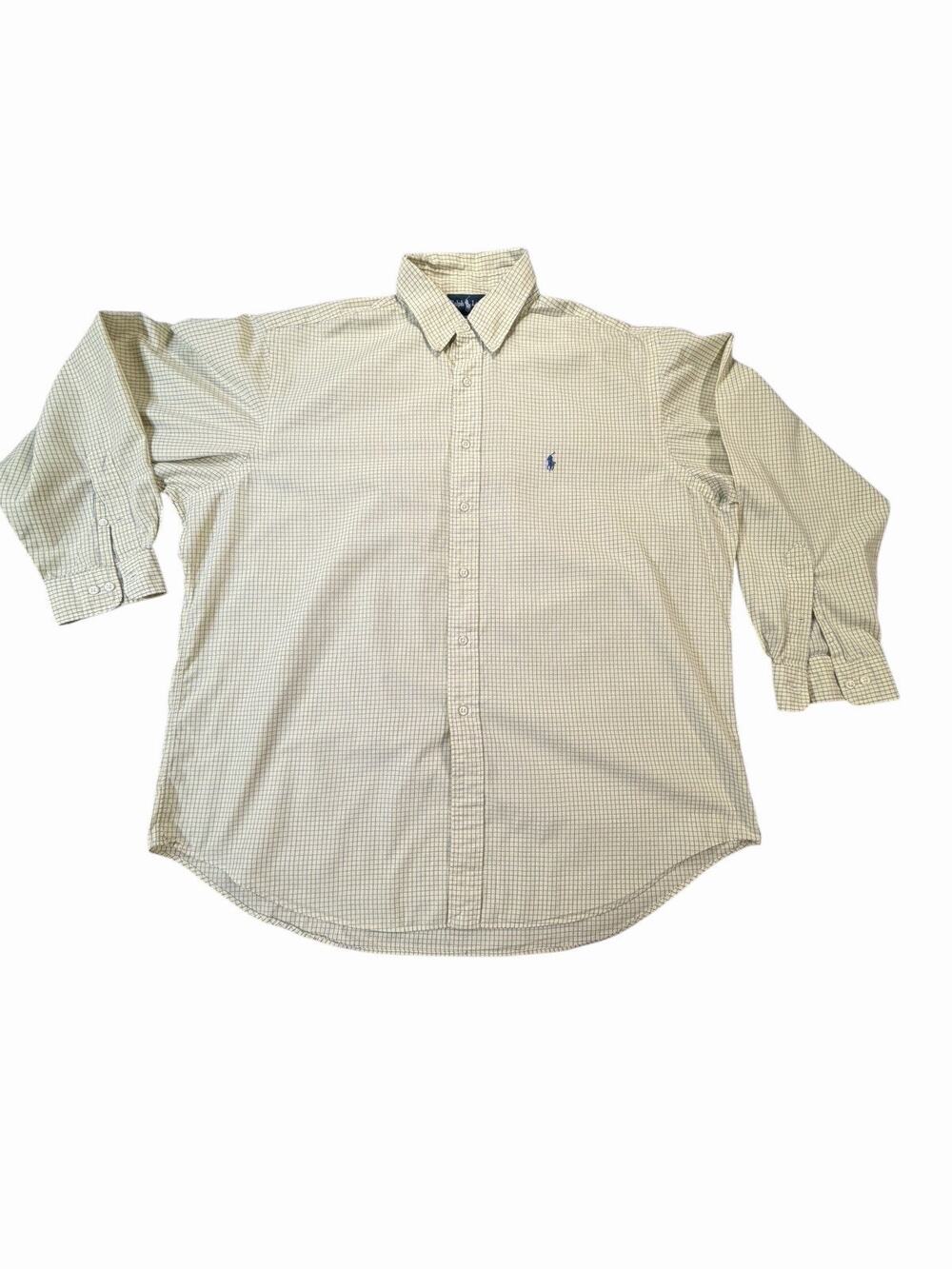 Ralph Lauren Yarmouth Shirt Mens XL 17.5 34/35 Yellow Blue Check Button Down